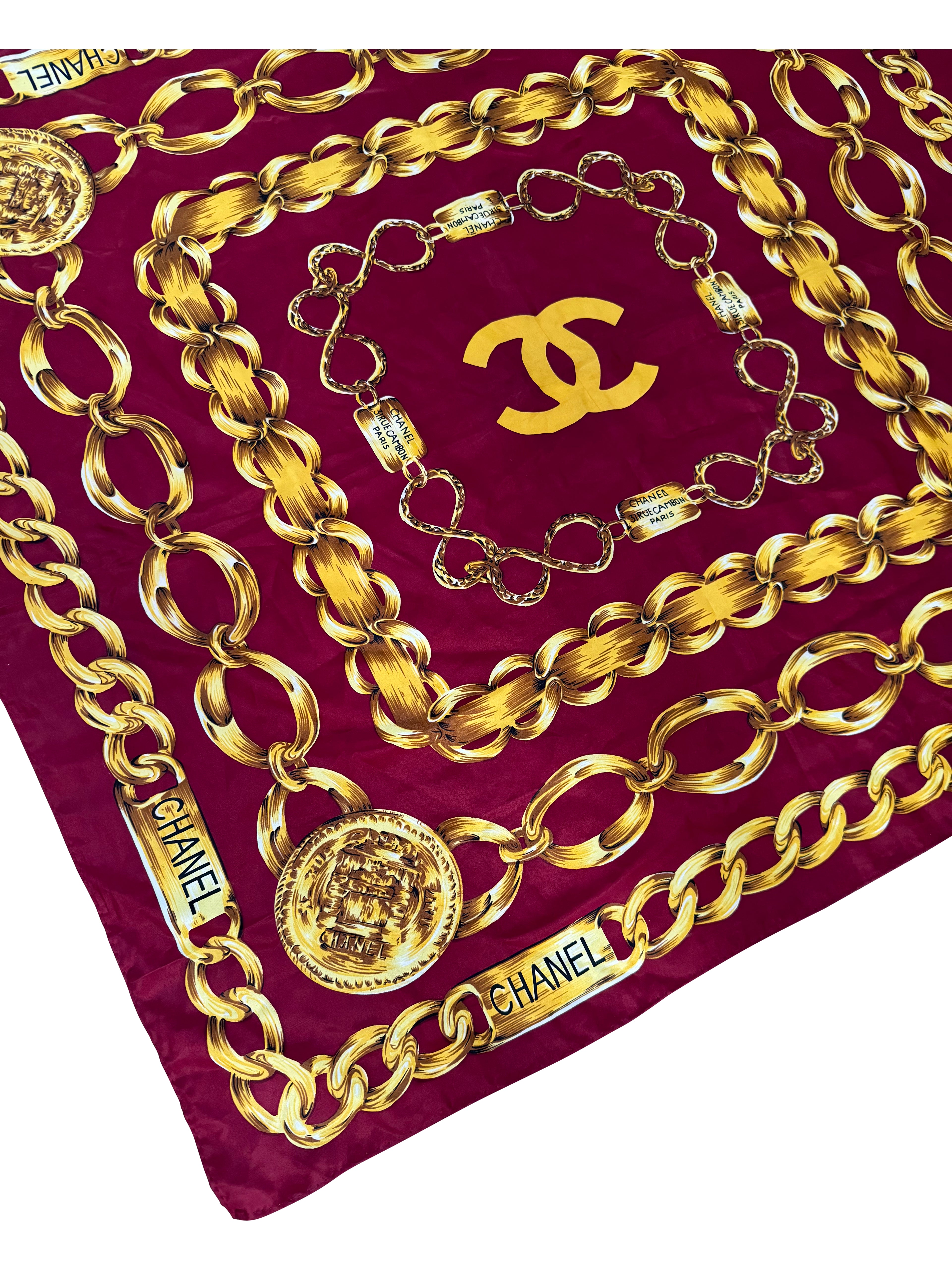 Chanel Cambon Chain Silk Scarf