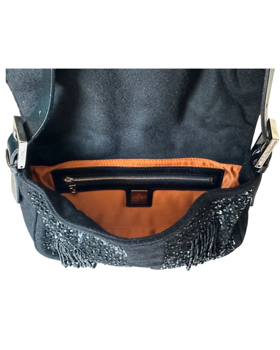 Fendi Sequin Beaded Tassle Baguette Bag