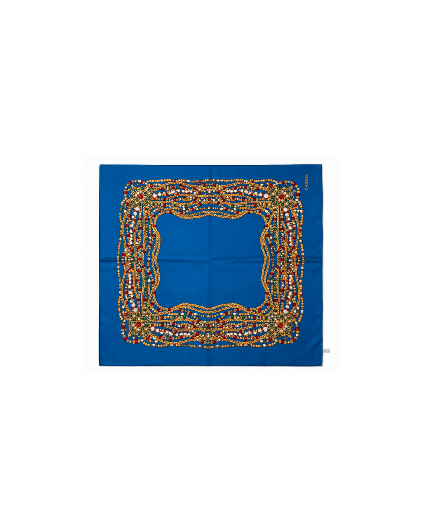 Chanel Blue Jewels Silk Scarf