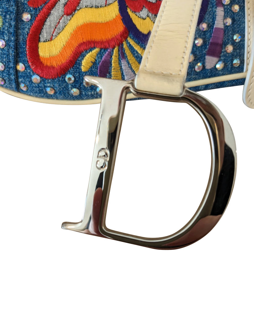 Christian Dior Butterfly Denim Saddle Bag