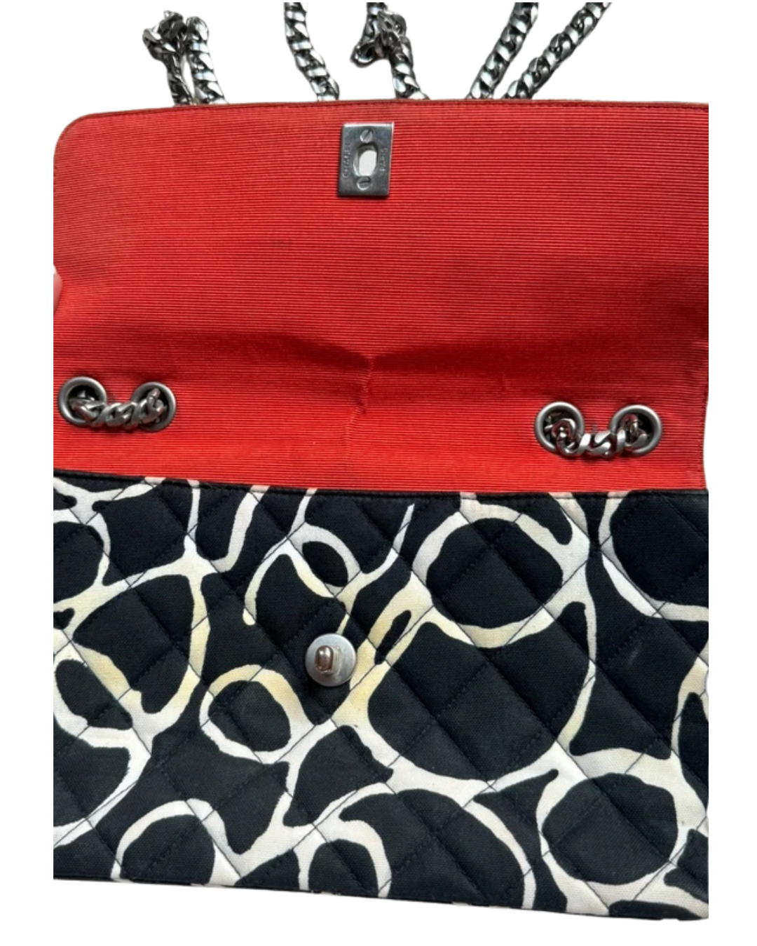 Chanel Scribble Print Black And White Flap Bag