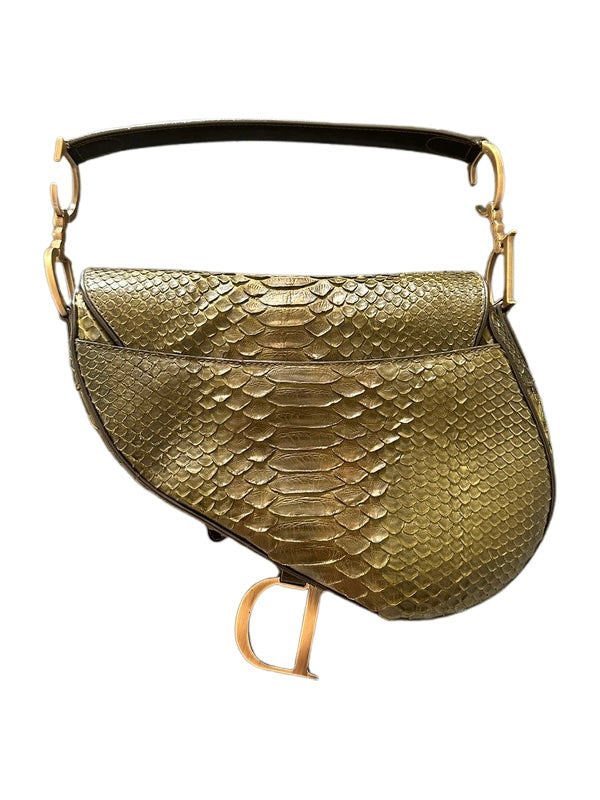 Christian Dior Green Python Saddle Bag