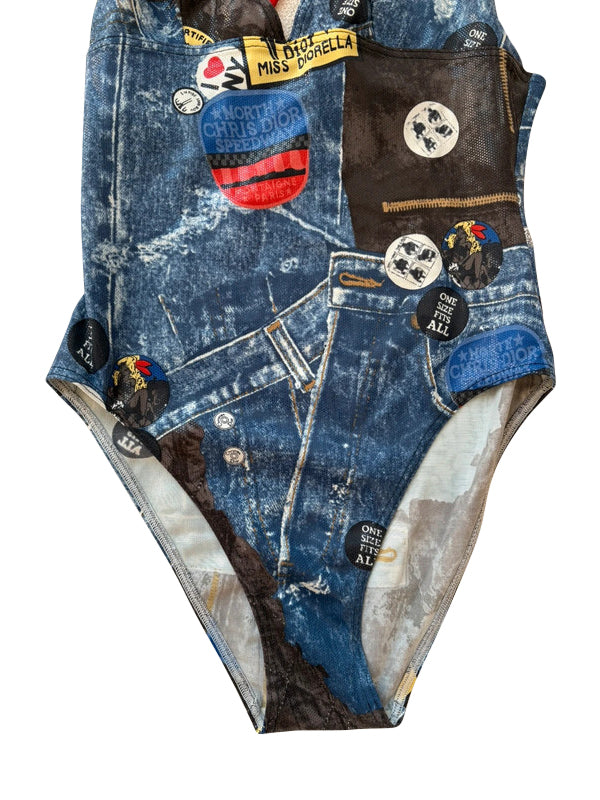 Christian Dior Denim Print Swimsuit