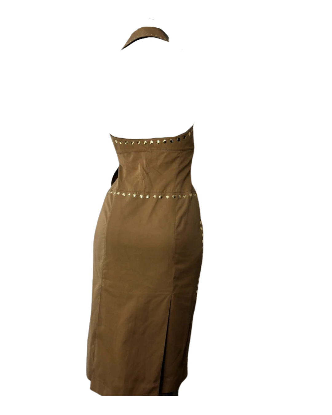 Thierry Mugler Studded Neck Halter Dress