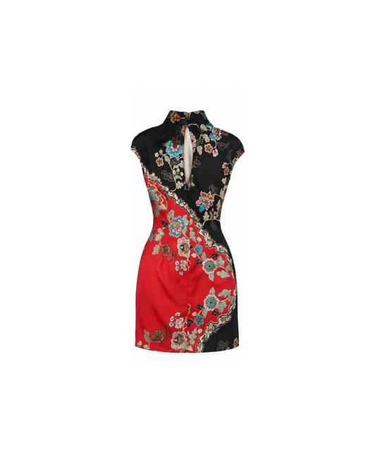 Roberto Cavalli 2003 Oriental Print Silk Dress