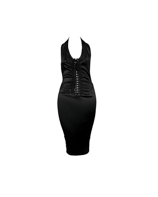 Dolce& Gabbana Laces Neck-Halter Midi Dress
