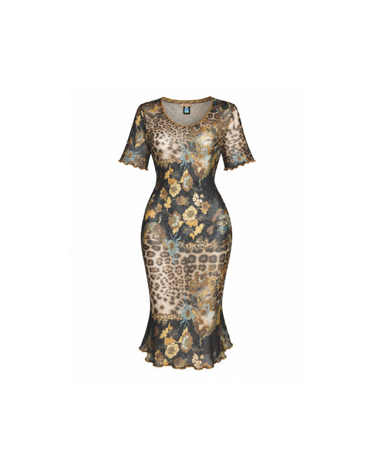 Roberto Cavalli 2003 Leopard Mesh Dress