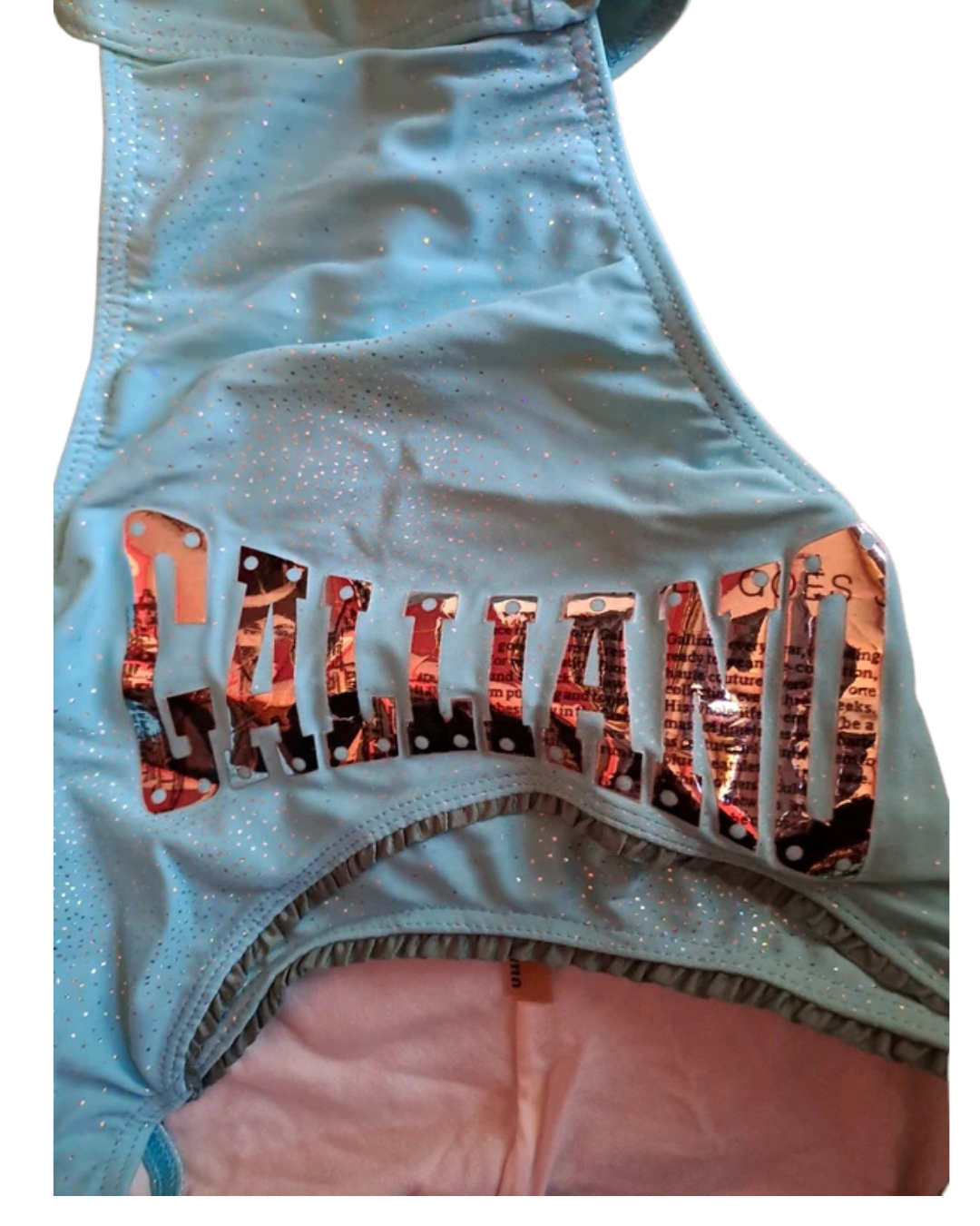 John Galliano Foil Neck Halter Swimsuit