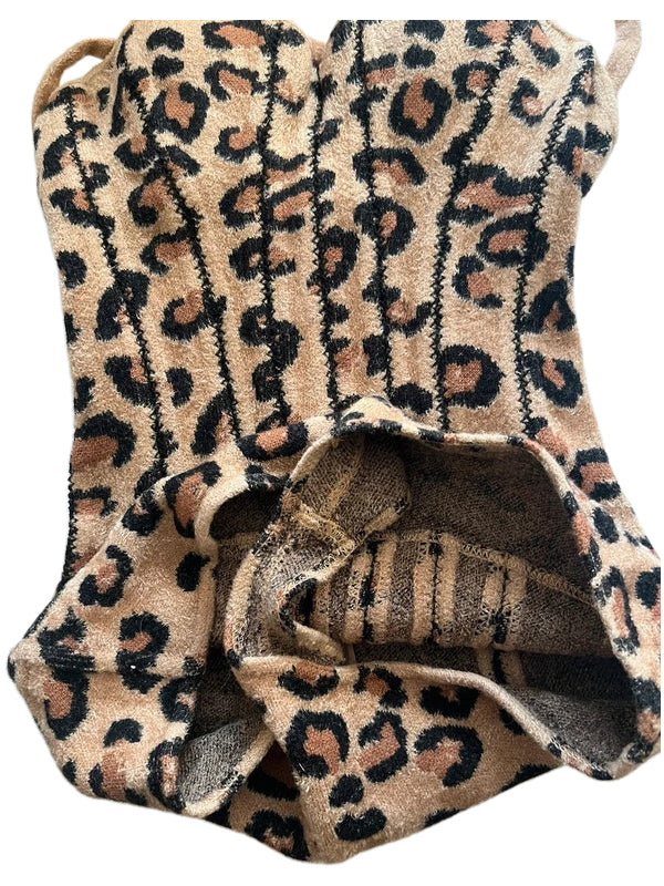 Azzedine Alaia 1991 Leopard Wool Corset Bodysuit