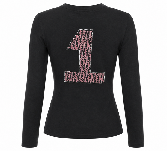 Christian Dior J’adore Dior Monogram Crystal Longsleeve Top