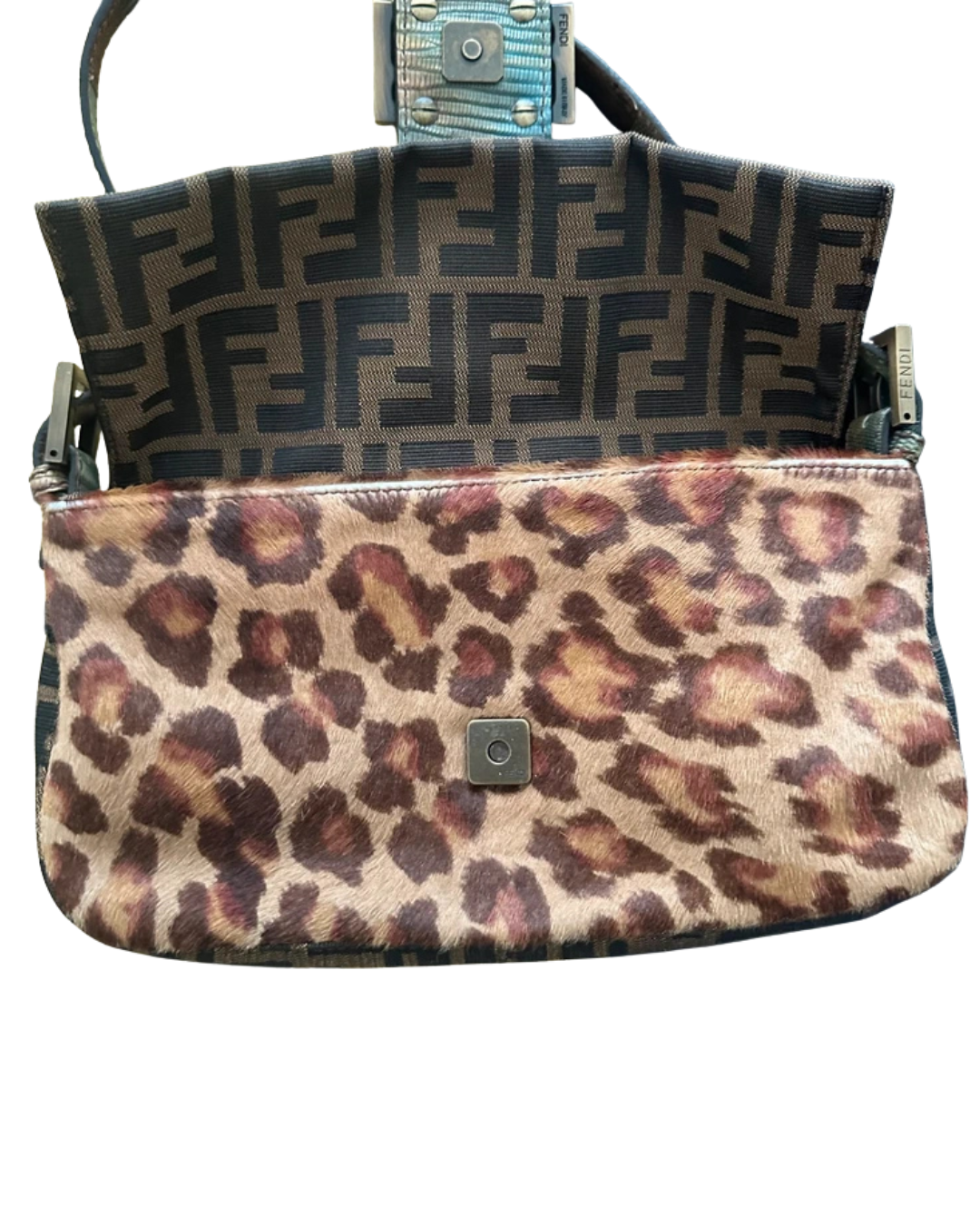 Fendi Cheetah Pony Hair Lizard Baguette Bag