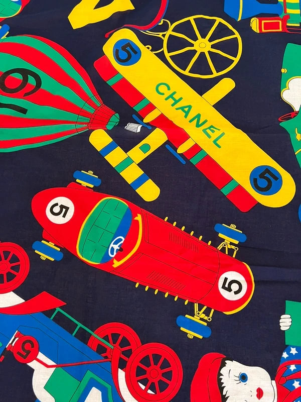 Chanel 1988 Multi Circus Print Cotton Scarf