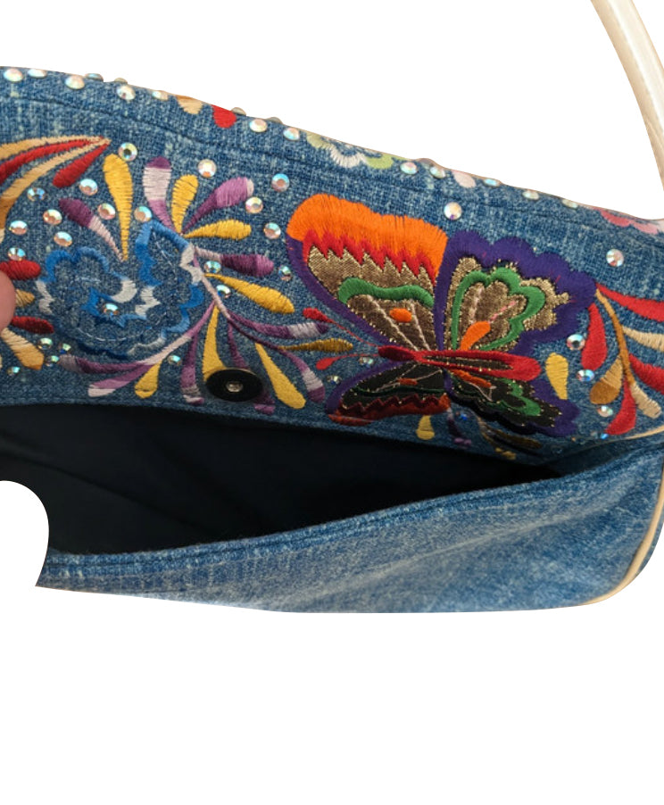 Christian Dior Butterfly Denim Saddle Bag