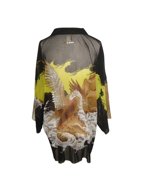 Jean Paul Gaultier Golden Eagle Mesh Kimono