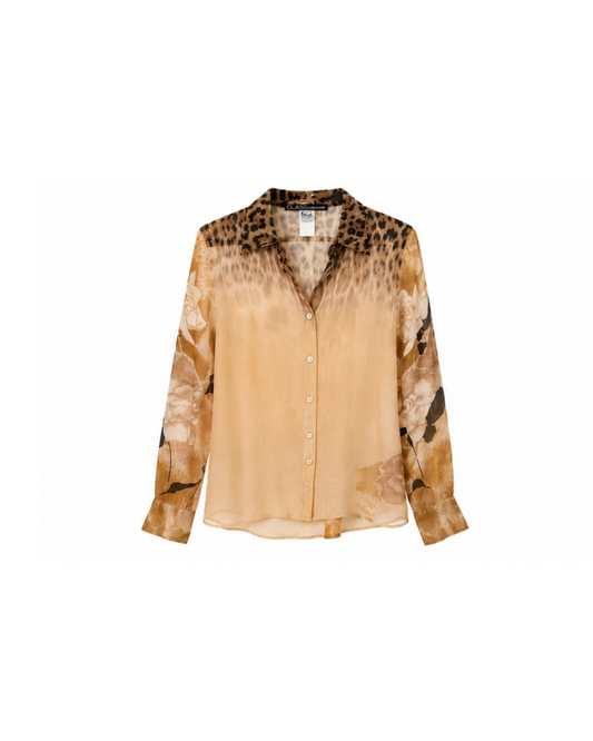 Roberto Cavalli Leopard Silk Button Up Shirt