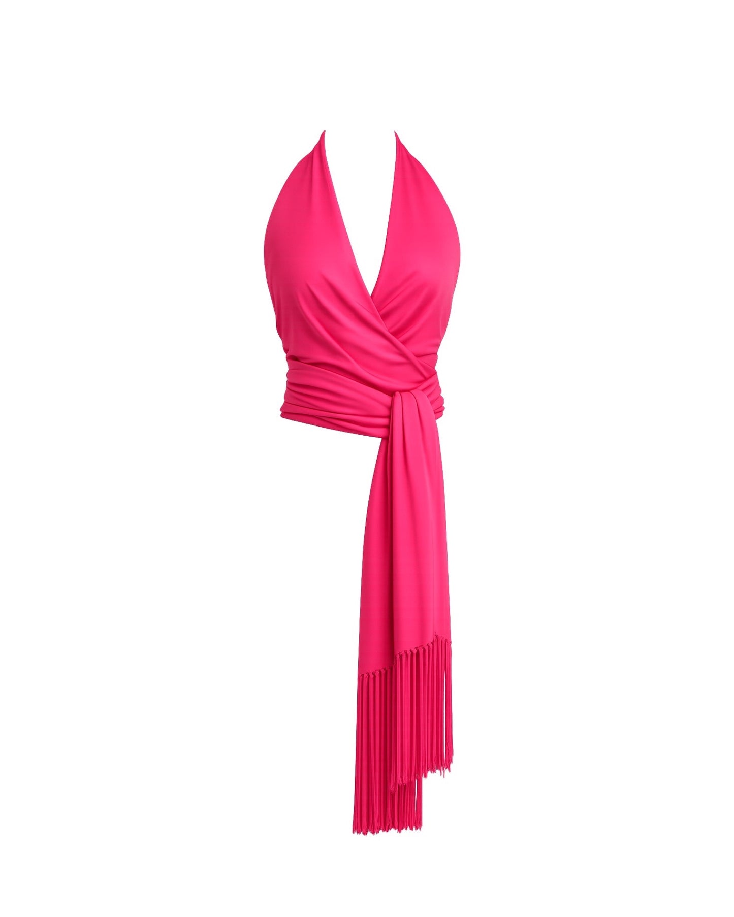 Celine 2004 Fringe Wrap Neckhalter Top