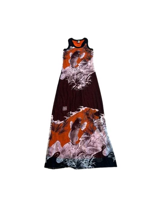 Jean Paul Gaultier Soleil Koi Mesh Maxi Dress