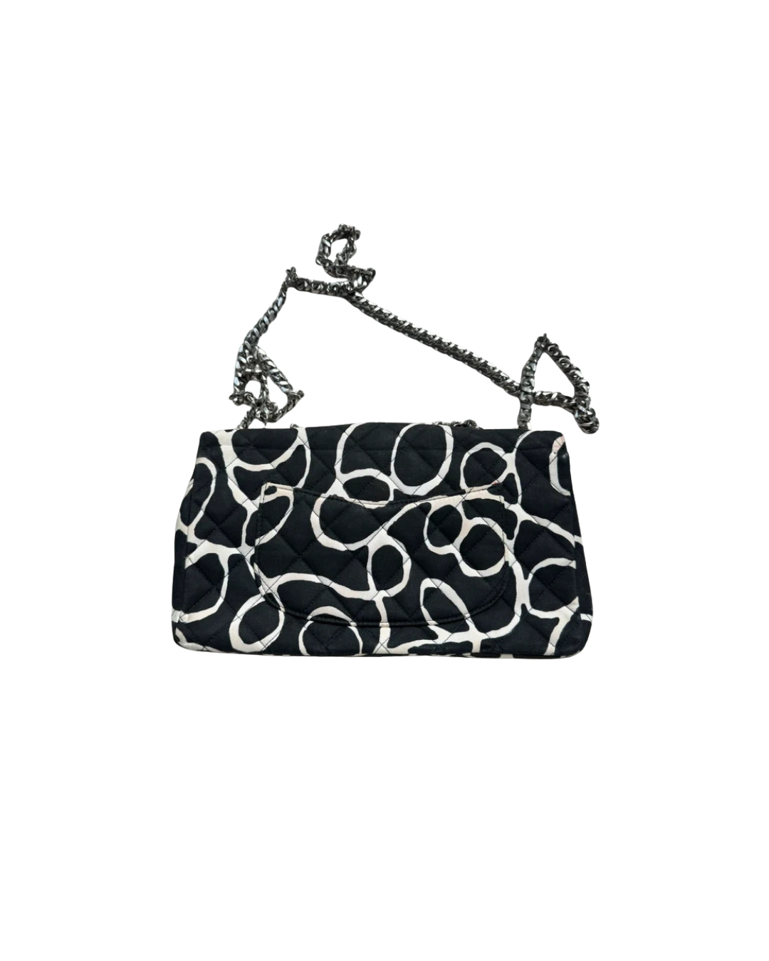 Chanel Scribble Print Black And White Flap Bag