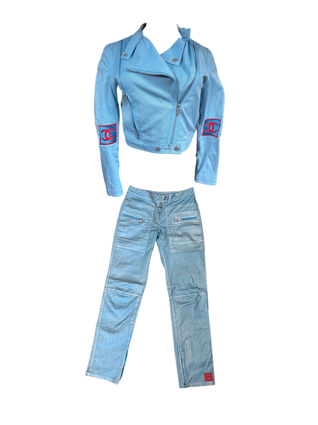 Chanel 2002 Denim Jacket And Pant Set