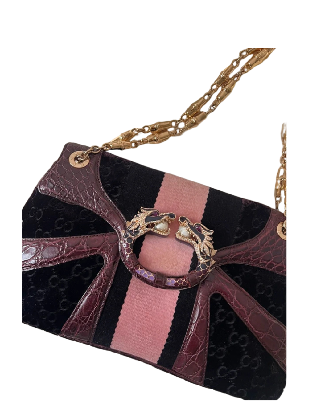 Gucci By Tom Ford Purple Dragon Crocodile Handbag