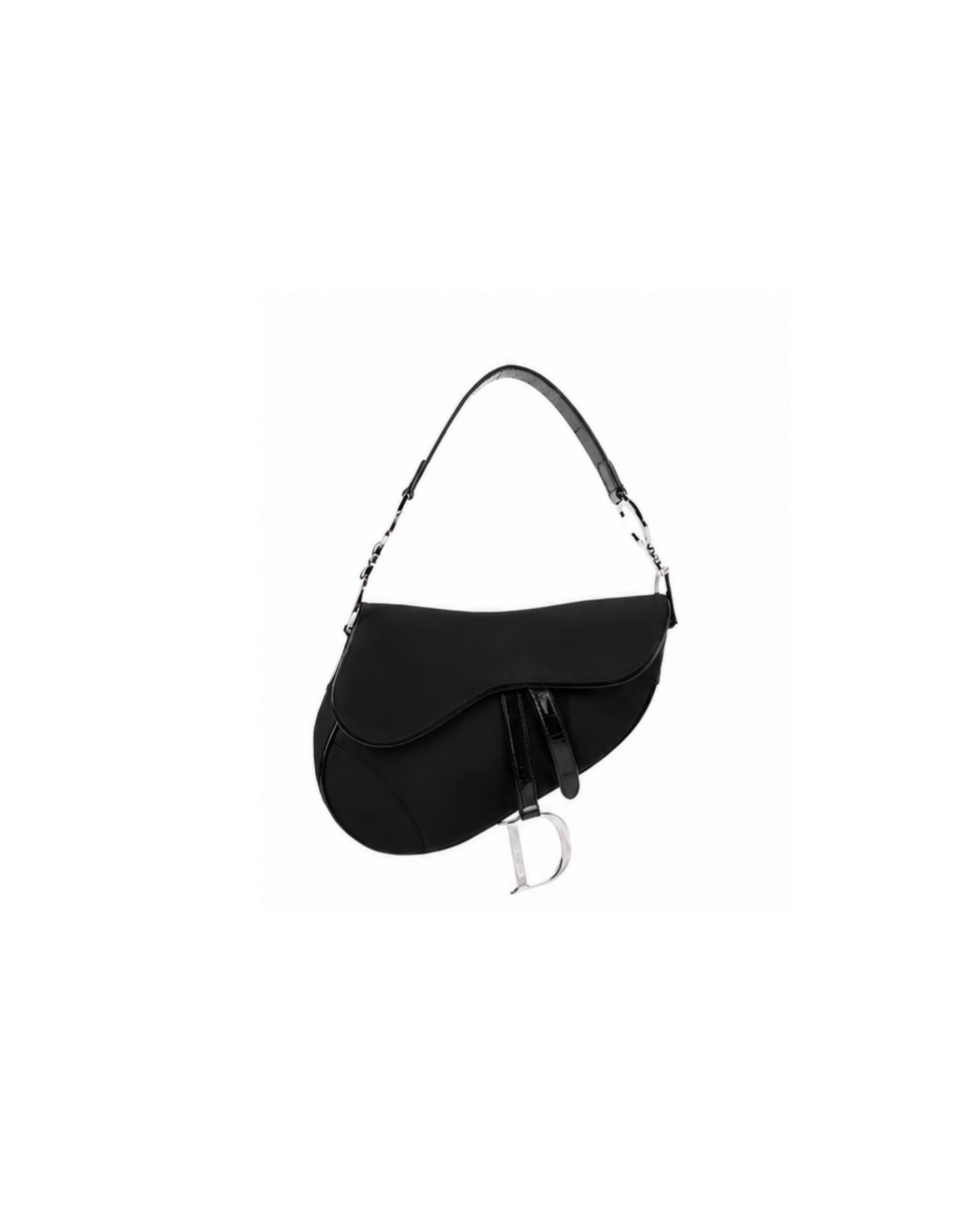 Christian Dior By John Galliano 2003 Patent Canvas Black Saddle Bag