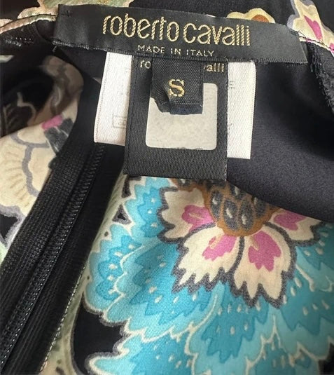 Roberto Cavalli 2003 Oriental Print Silk Dress