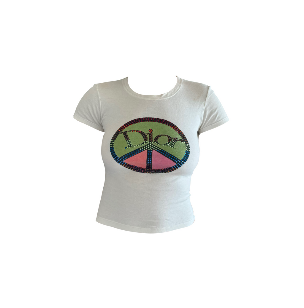 Christian Dior Rhinestone Peace T-shirt