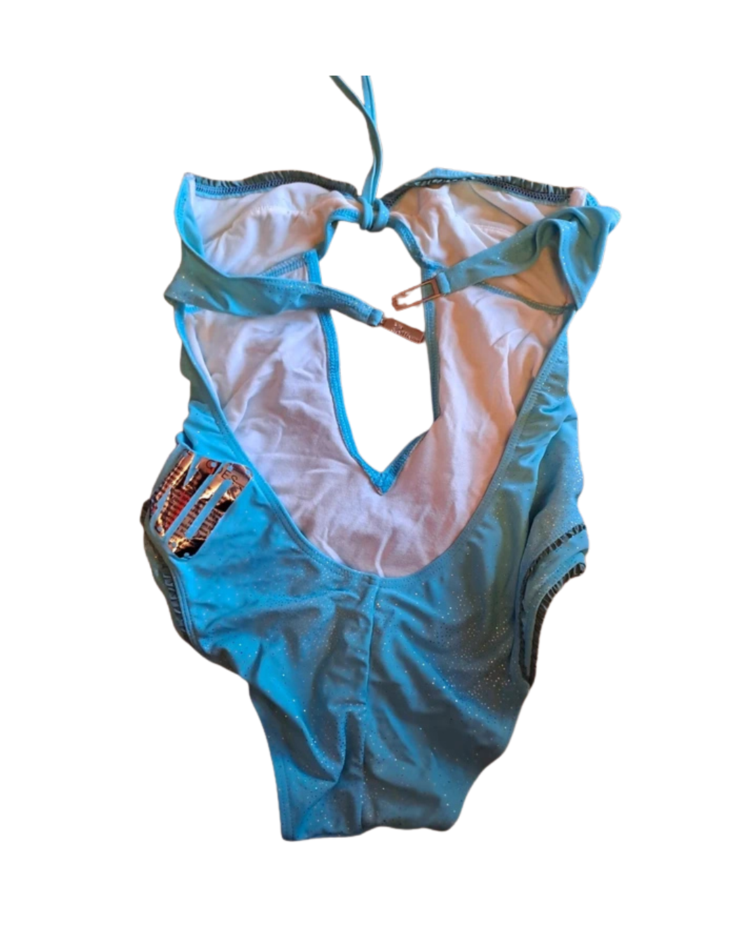 John Galliano Foil Neck Halter Swimsuit