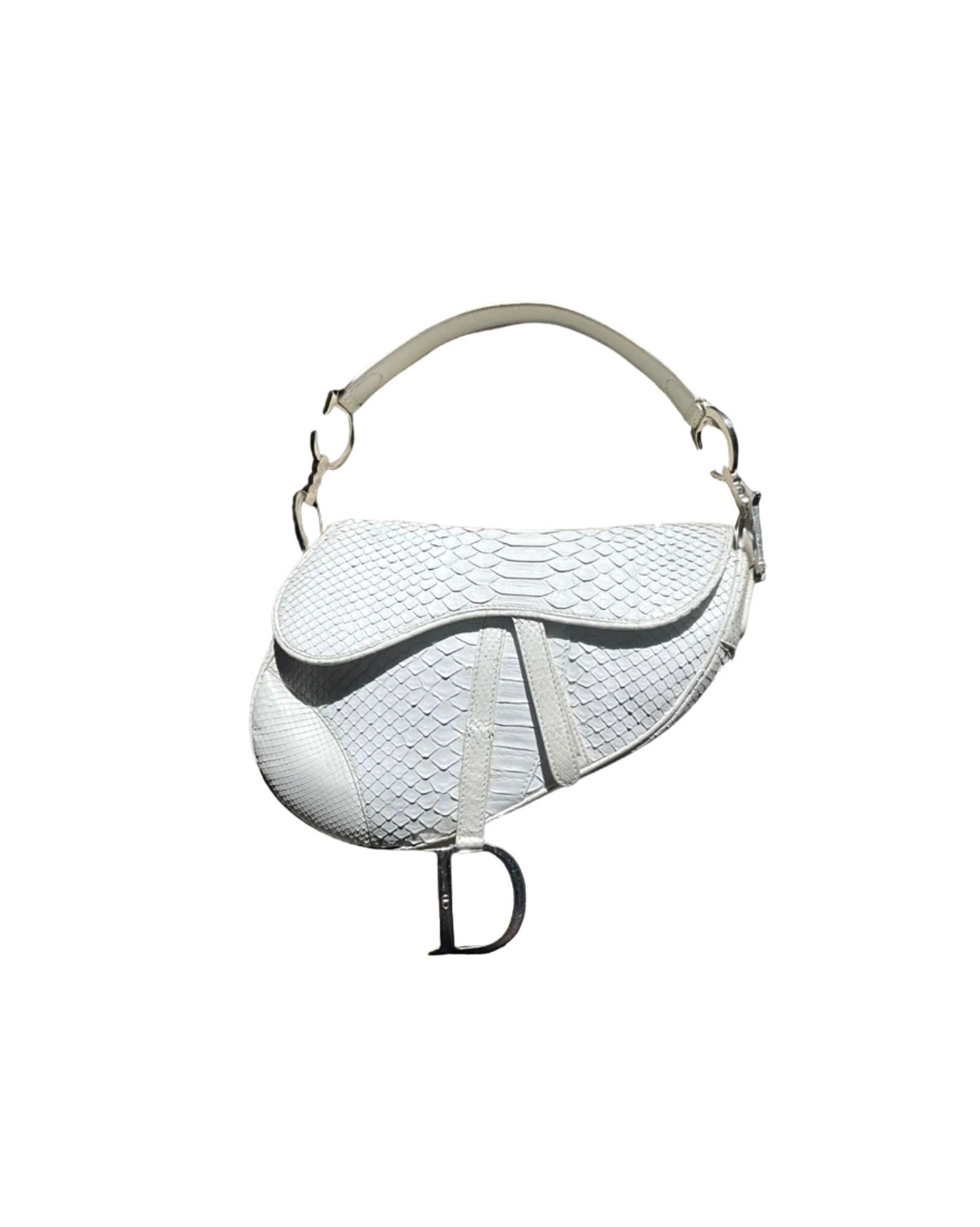 Christian Dior White Python Saddle Bag