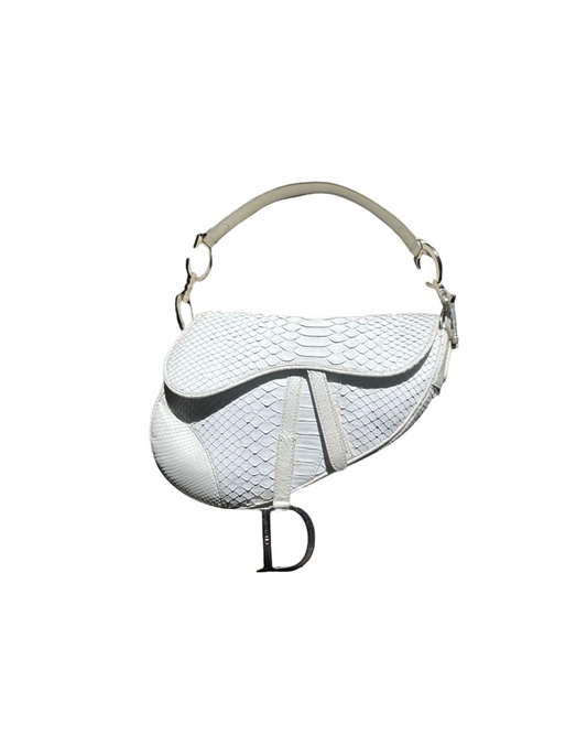 Christian Dior White Python Saddle Bag