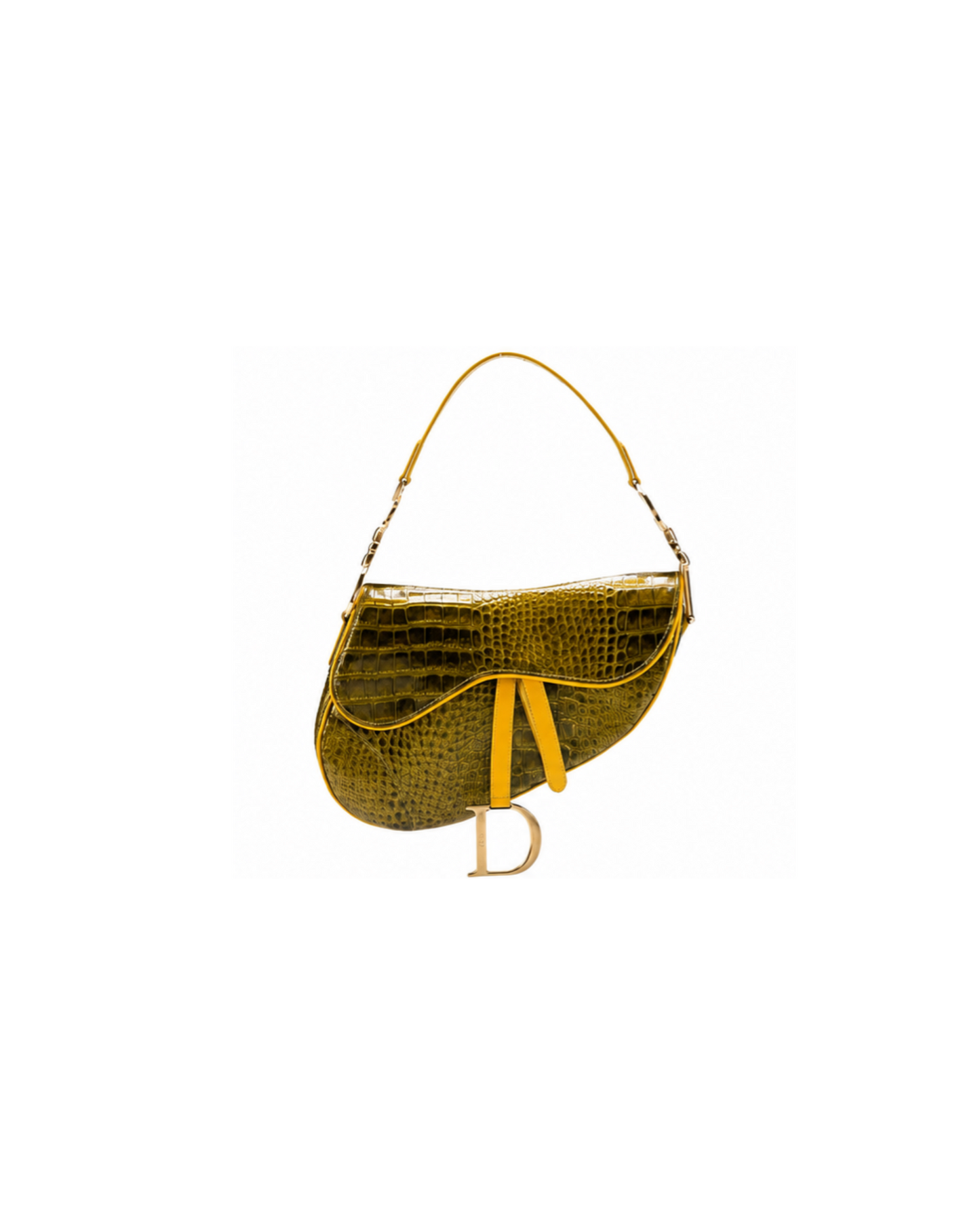 Christian Dior 2001 Green Crocodile Saddle Bag