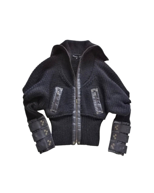 Gucci by Tom Ford Knit Leather Jacket