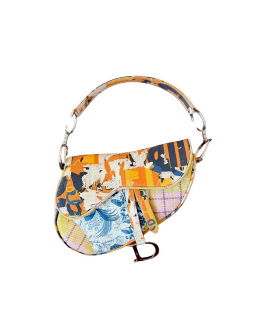 Christian Dior by John Galliano 2001 Orange Patchwork Saddle Bag