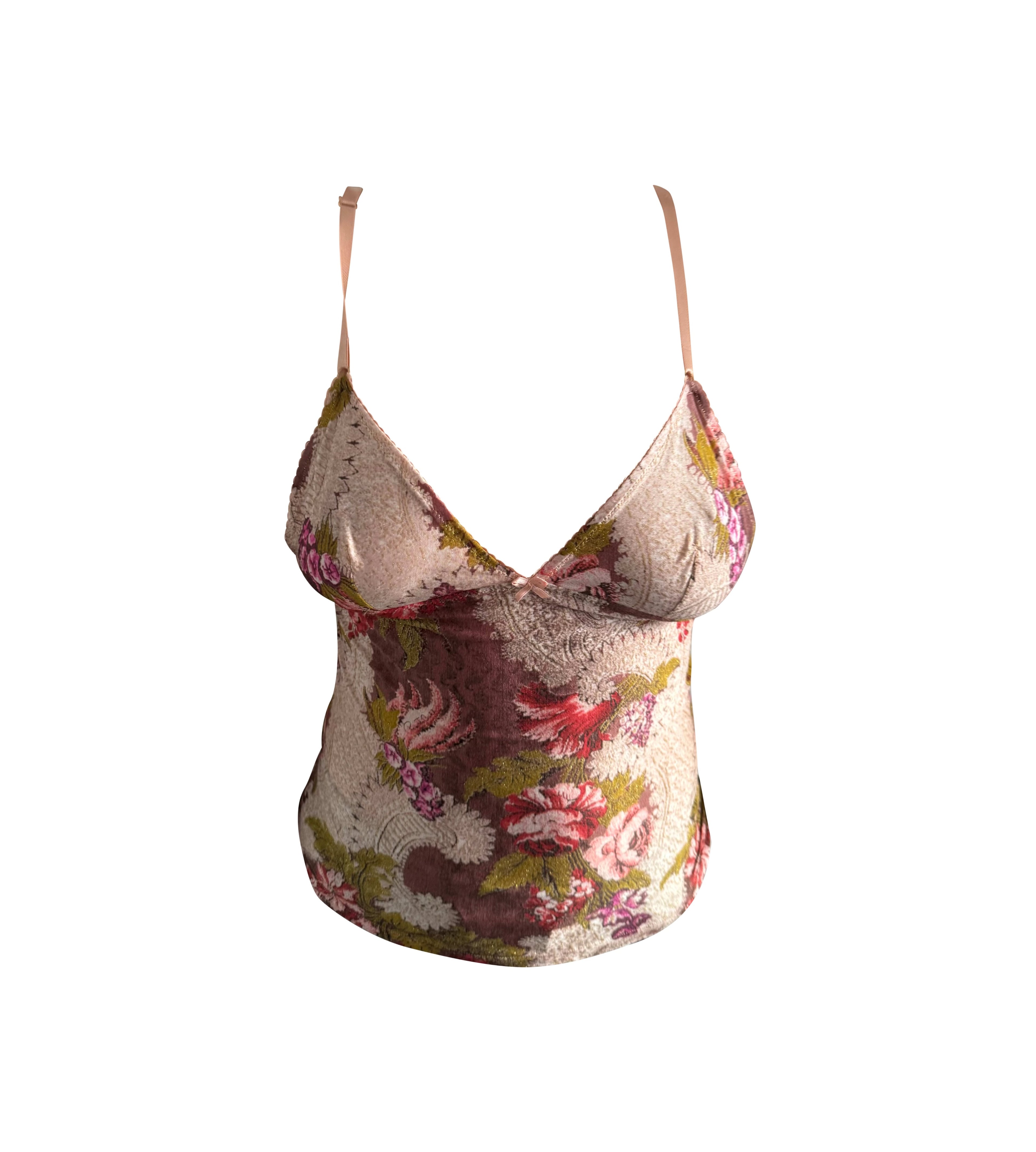 Roberto Cavalli Glitter Flower Print Cami Tank Top