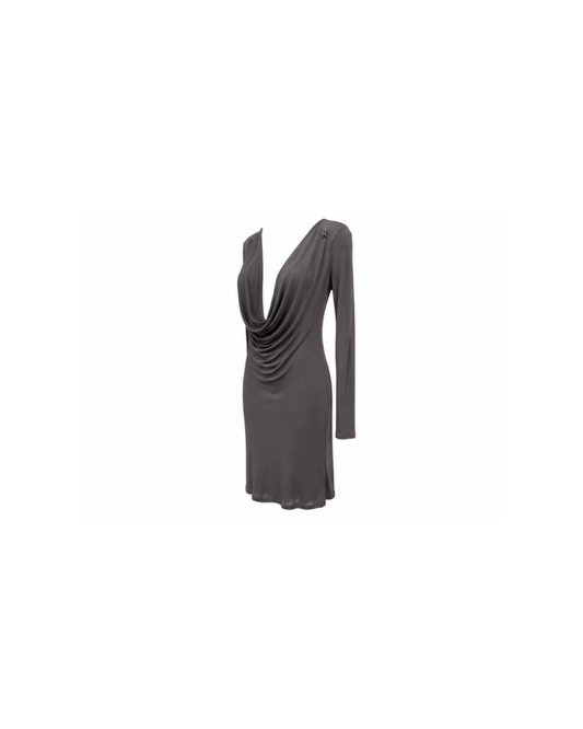 John Galliano Plunge Cowl Neck Bodycon Dress