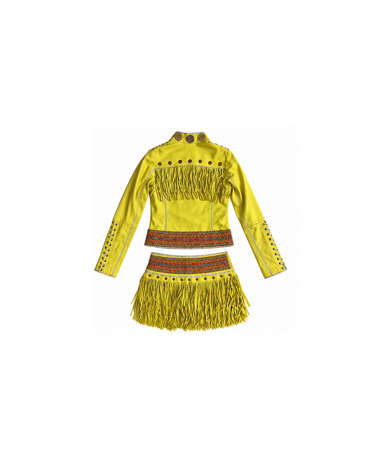 Roberto Cavalli Fringe Skirt And Jacket Set
