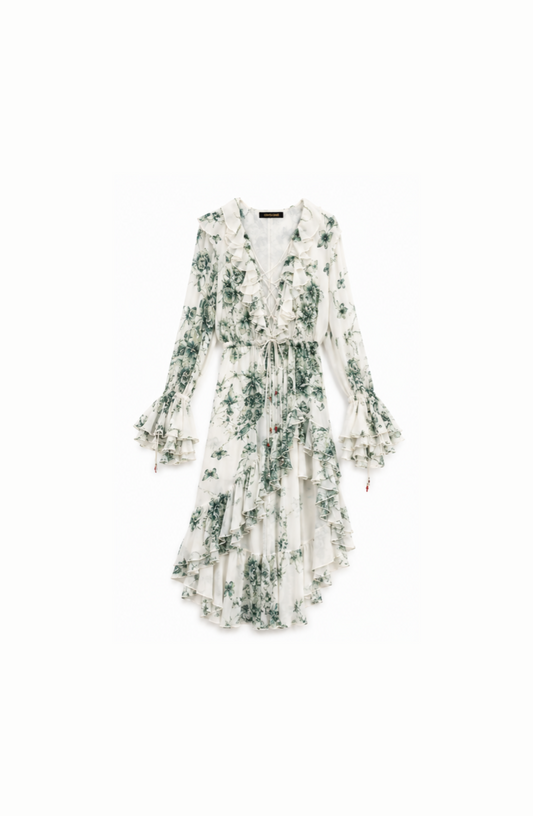Roberto Cavalli Boho Chic 2005 Ruffles Bias Cut Dress