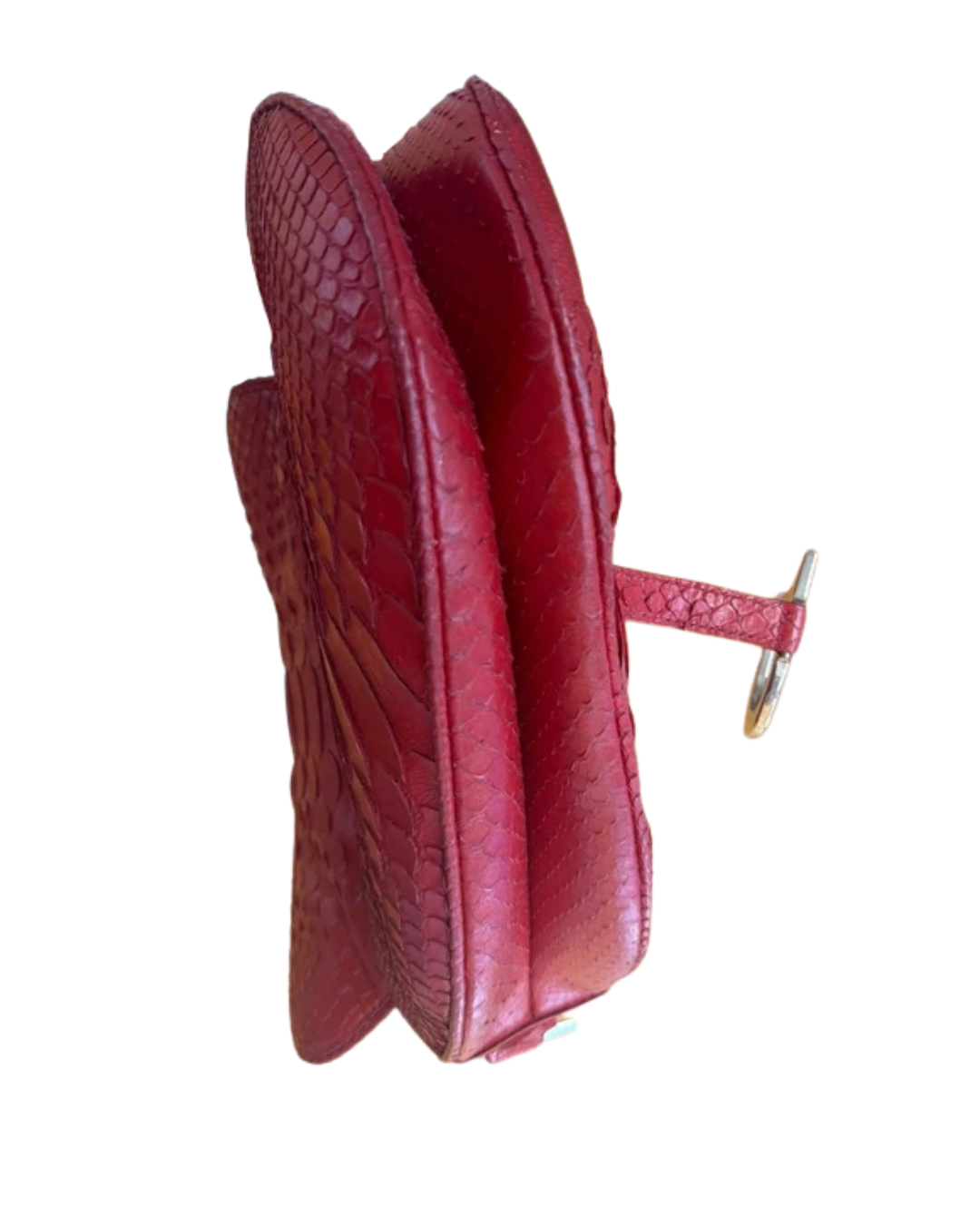 Christian Dior By John Galliano Red Python Saddle Bag