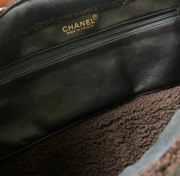 Chanel Navy Blue Suede Handbag