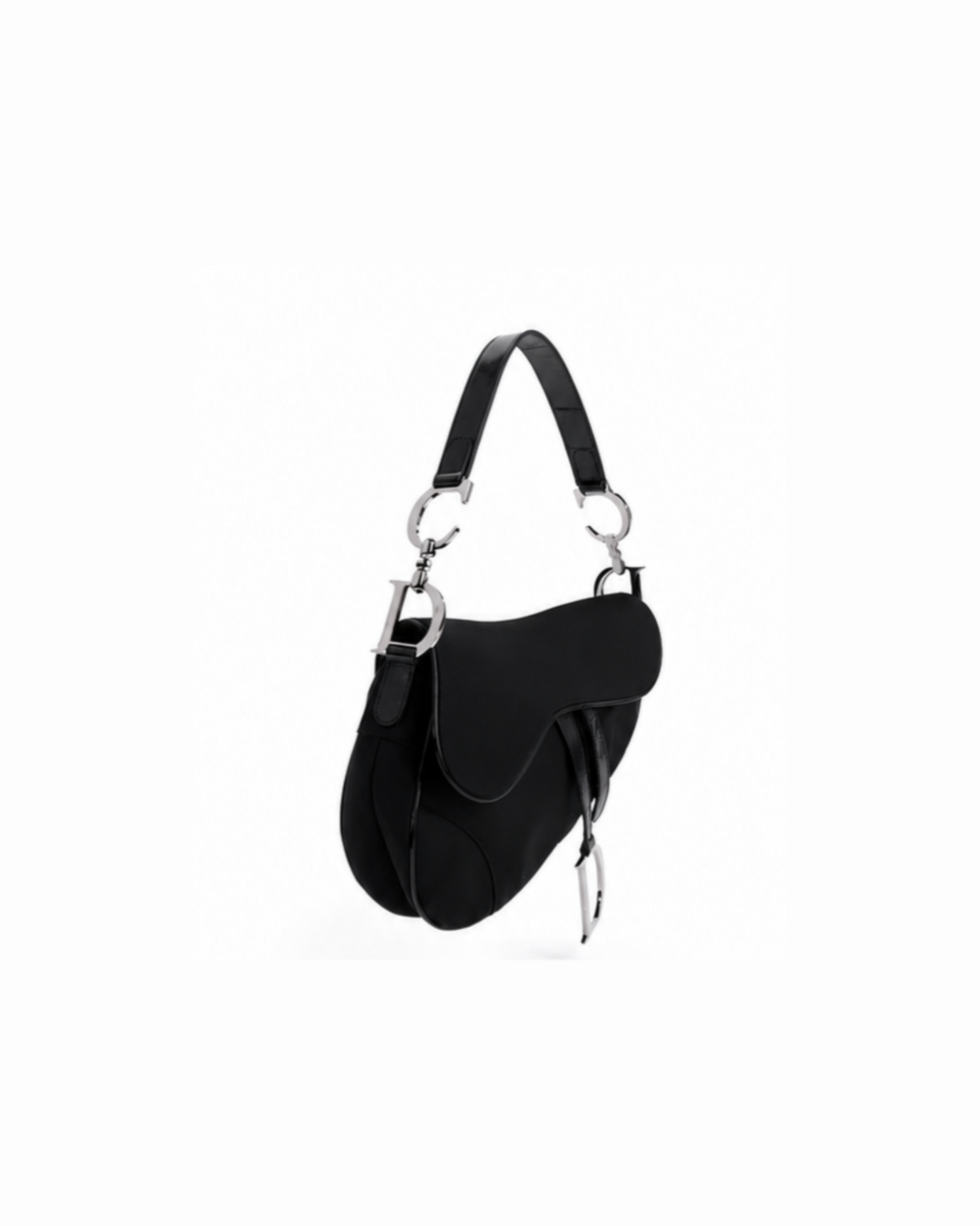 Christian Dior By John Galliano 2003 Patent Canvas Black Saddle Bag