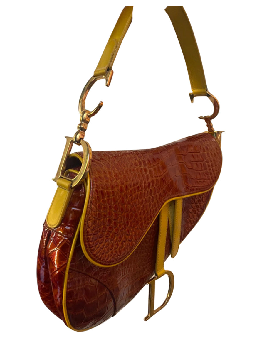 Christian Dior Crocodile Saddle Bag