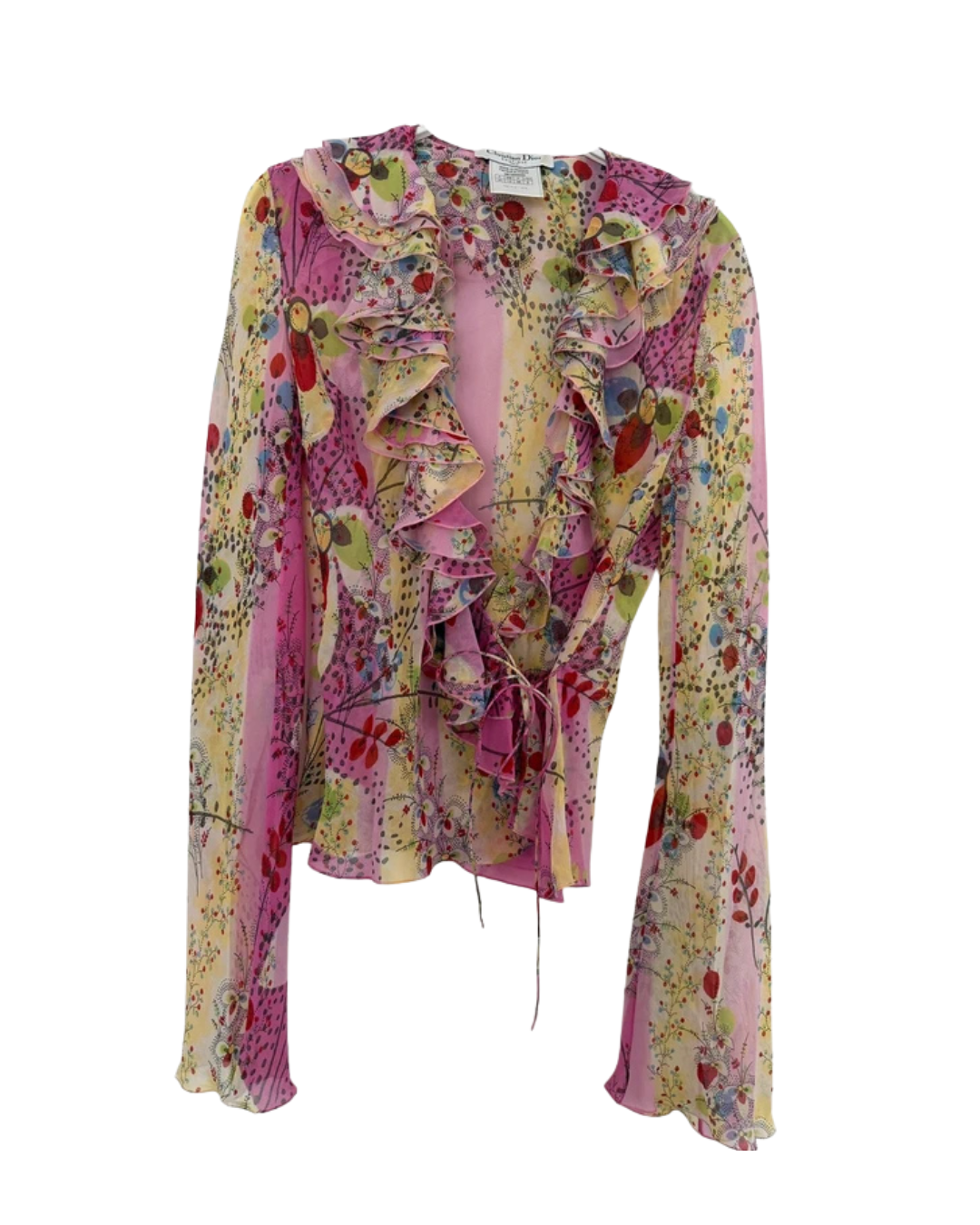 Christian Dior By John Galliano Floral Silk Blouse and Skirt Set
