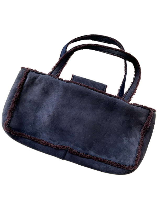 Chanel Navy Blue Suede Handbag