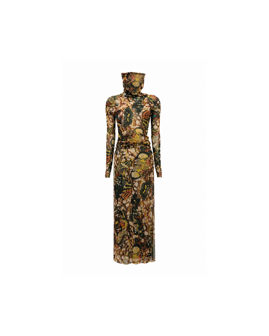 Jean Paul Gaultier 2003 Butterfly Mesh Skirt and Top Set