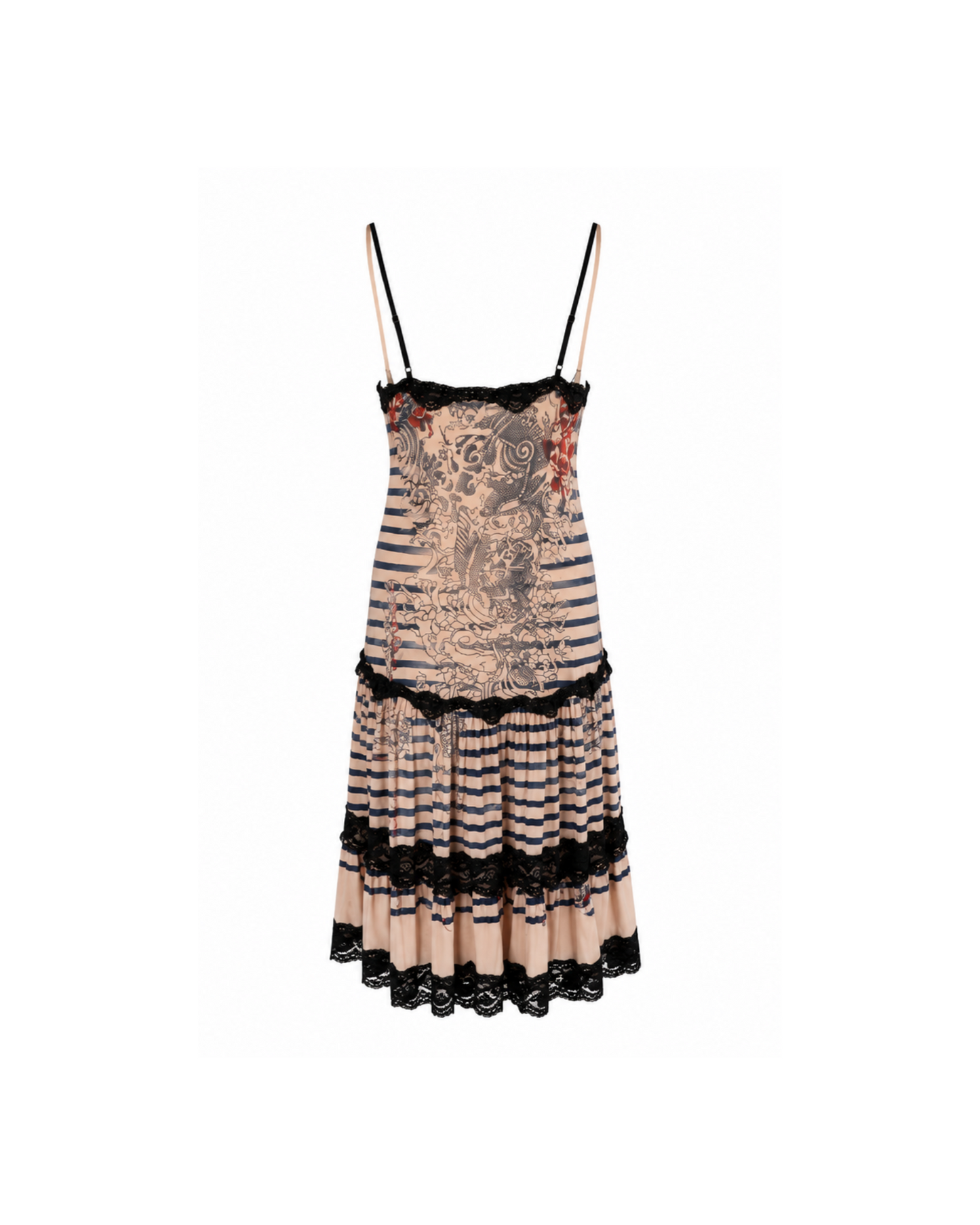 Jean Paul Gaultier Soleil Tattoo Lace Midi Dress