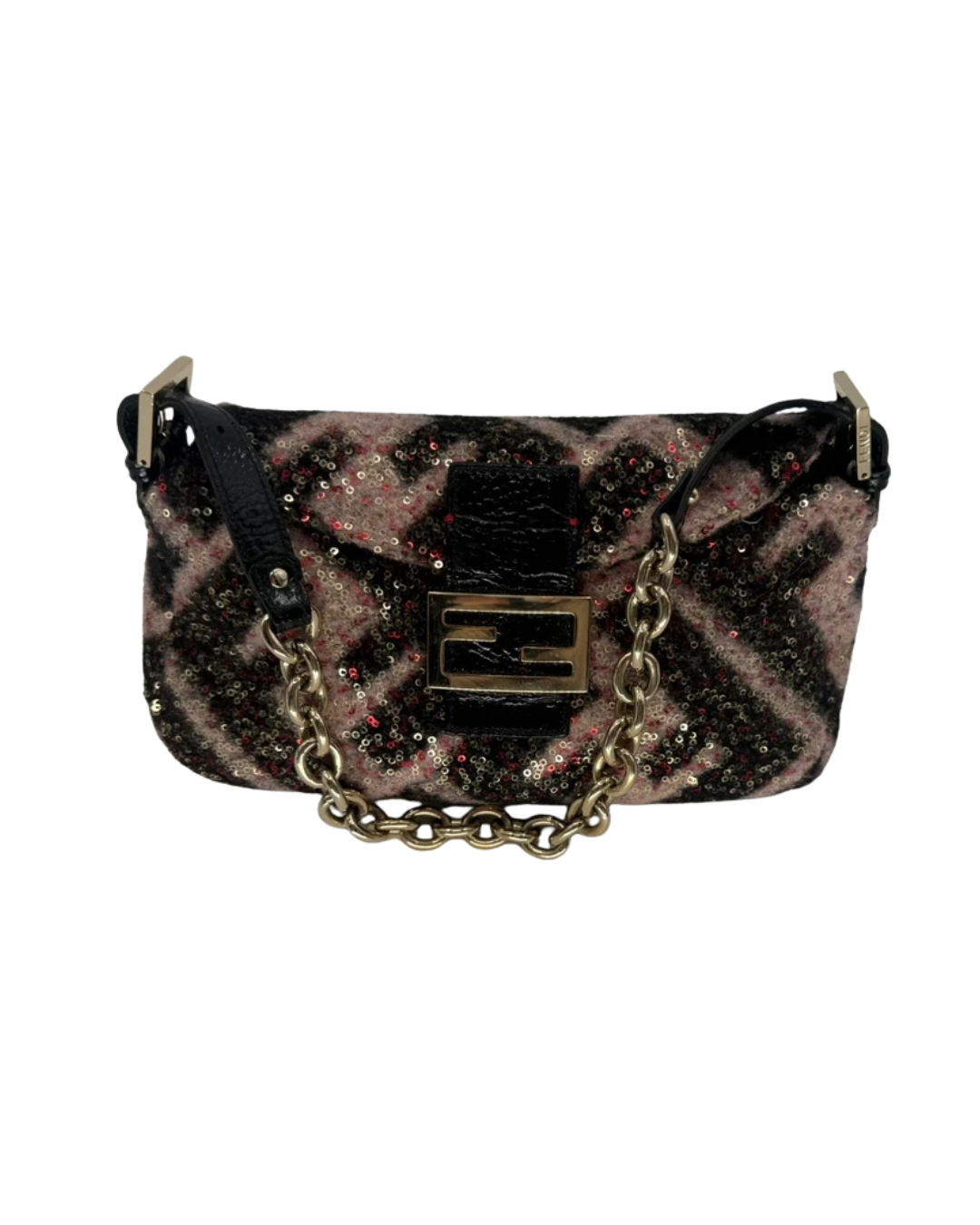 Fendi Multicolor Zucca Wool Sequin Mama Baguette Bag