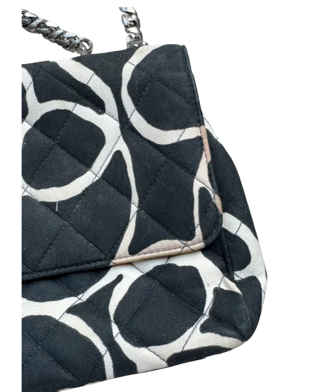 Chanel Scribble Print Black And White Flap Bag