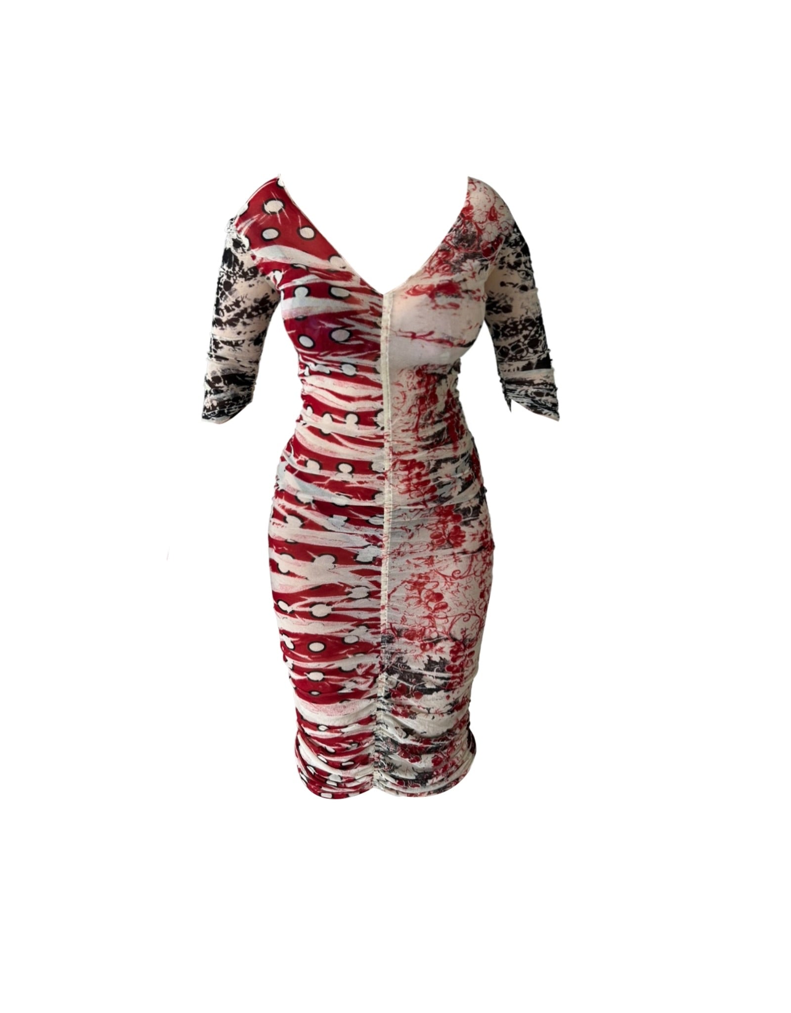 Jean Paul Gaultier Soleil Mesh Ruched Dress