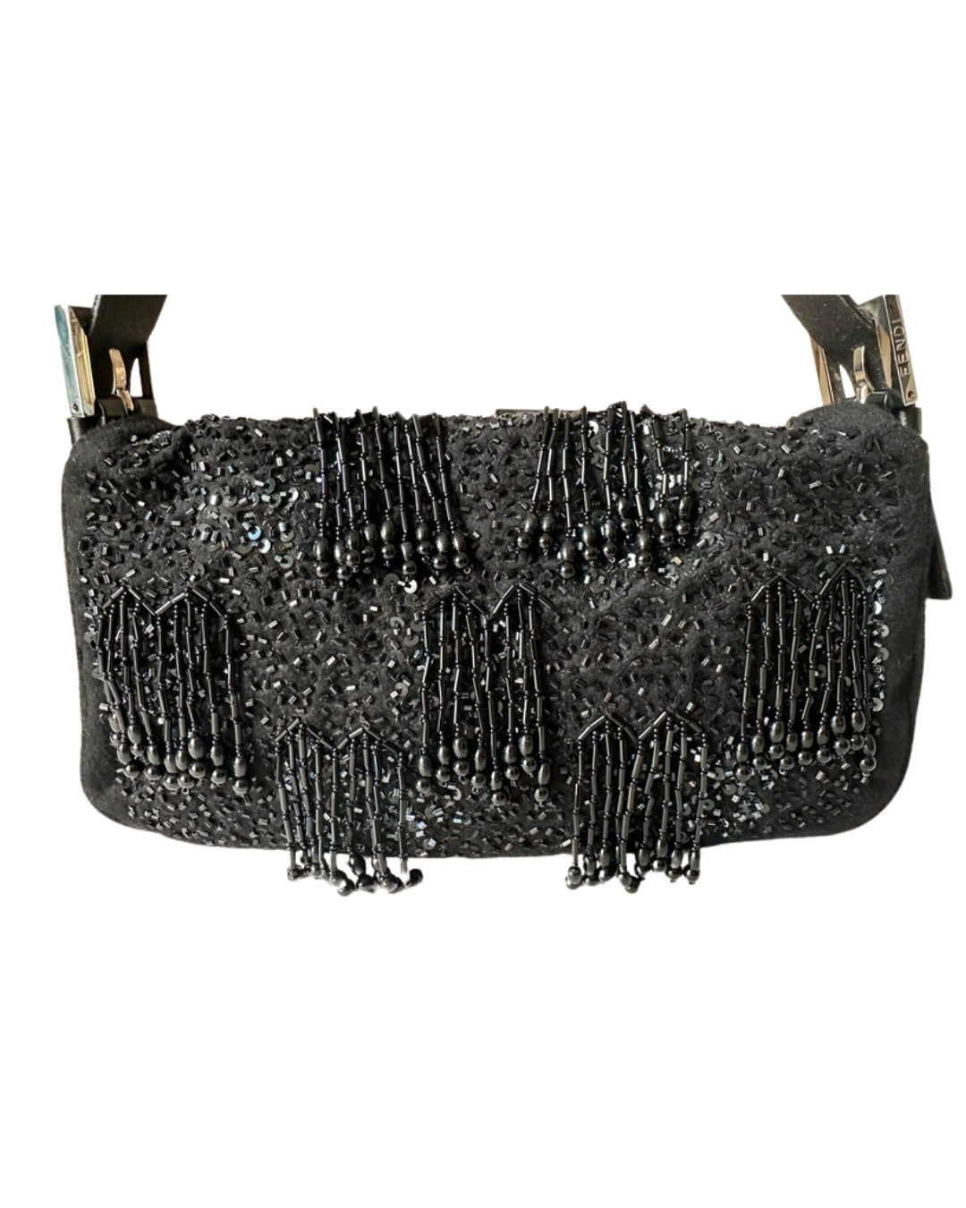 Fendi Sequin Beaded Tassle Baguette Bag