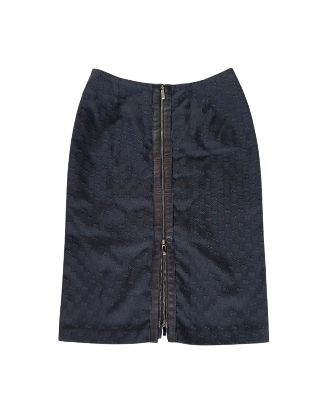 Gucci by Tom Ford 2000 Monogram Zip Up Midi Skirt